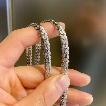 虔生缘chansunrunnull新款小众项链男嘻哈百搭色链子链条扁平蛇骨链宽