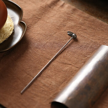 tlxt复古手工兔子铜茶拨茶则禅意茶道六君子小茶匙茶扒茶工具配件兔