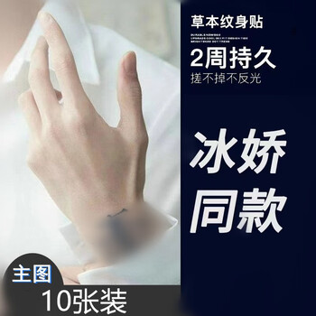 原谅色孙冰法不反光草本果汁纹身贴防水防汗梵文冰娇奉圣令防水仿真护身 10张装-果汁草本