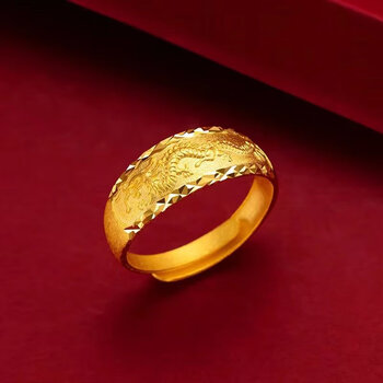 聆梦沙金戒指夏季新款活口情侣男女款龙凤结婚对戒越南仿金男款龙戒指