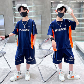 酷萌晨晨男童夏装短袖套装新款中大童洋气酷帅男孩夏季时髦儿童网红潮