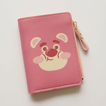 佩恒熙卡通动漫可爱短款链两折草莓熊女学生钱夹大容量儿童钱包零钱包