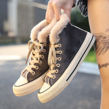 回力加绒高帮帆布鞋女学生韩版2020冬季新款百搭棉鞋加厚保暖二棉冬鞋