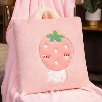草莓一体抱枕毯 抱枕40cm(展开1*1