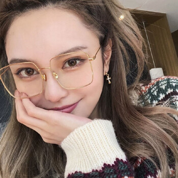 网红眼镜框女韩版潮素颜大框复古近视眼镜软妹圆脸金丝边眼睛镜框