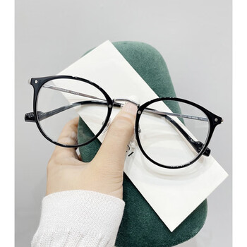 轻钛腿光学镜框女时尚铆钉款素颜低鼻梁可配度数防蓝光镜潮m8080黑色