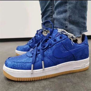 空军一号clot联名丝绸低帮板鞋男女港风复古百搭运动鞋nike 蓝丝绸 37