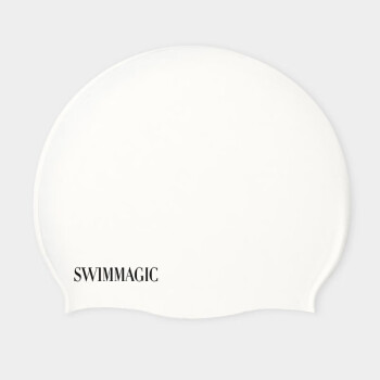 SWIMMAGIC泳帽女防水不勒头加大长发专用舒适硅胶大头围护耳纯色游泳帽男款 白色（WHT）
