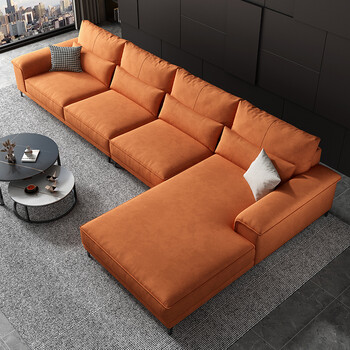 瑜芯 麂皮绒沙发小户型现代简约北欧意式轻奢麂皮绒贵妃客厅组合 纳米