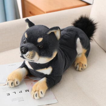 迪士尼可爱小黑假狗仿真狗玩偶毛绒玩具柴犬公仔生日礼物男孩子装饰