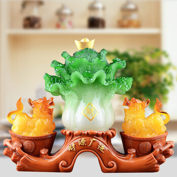 悦鸿 财源广进 白菜貔貅摆件 客厅装饰品 乔迁新居