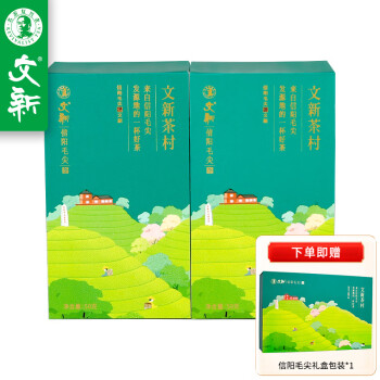 文新信阳毛尖茶叶2023年新茶明前绿茶特级毛尖信阳茶村礼盒100g