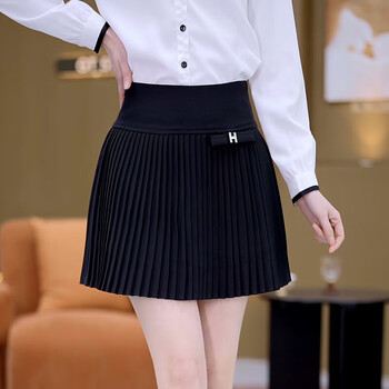 爵虞百褶半身裙女士2024夏季新款高腰小个子时尚蓬蓬裙a字伞裙短裙子z