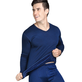 【京东精选】 男士保暖内衣男加绒加厚v领青年棉毛衫女秋衣秋裤套装