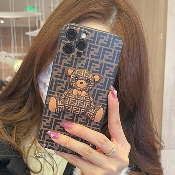 芬迪手机壳苹果潮牌芬迪小熊适用苹果13promax手机壳iphone12防摔硅胶