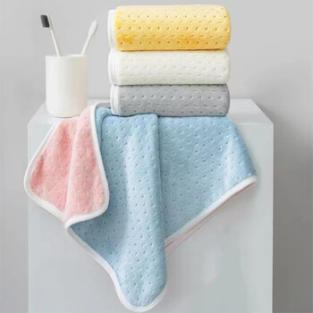 竹之锦毛巾 珊瑚绒双色加厚洗脸洗澡毛巾 擦头发速干吸水毛巾 2条装130g