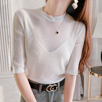 打底衫女透明蕾丝渔网镂空网纱上衣女夏季薄款内搭镂空防曬晒紧身t恤