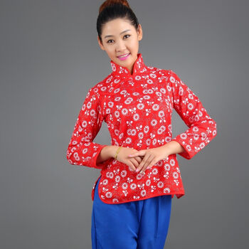 悦村姑阿庆嫂碎花演出衣服百姓农民古装乡村民族舞蹈客家采茶女服装