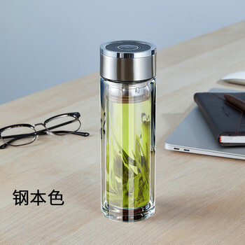 同优tongu一键开盖茶水分离玻璃杯男女士双层泡茶杯商务办公室杯子