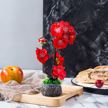 装饰花草创意刺身三文鱼菜品酒店菜品意境菜点缀餐饮日式一支独秀红色