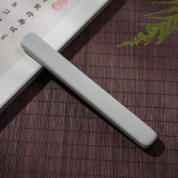 镇尺陶瓷 陶瓷镇尺景德镇汝窑青实心创意水晶镇纸一对定制毛笔书 富士