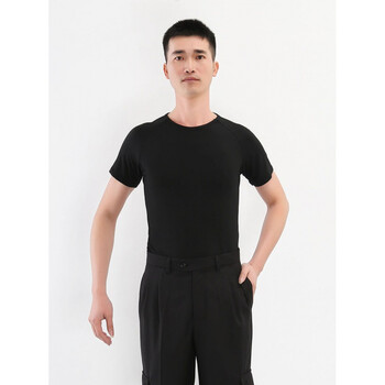 羽虹阁摩登舞男士短袖练功服上衣拉丁舞广场舞国标舞舞蹈练功舞服成人