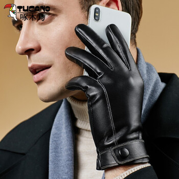 啄木鸟 tucano 皮手套男士羊皮手套开车驾驶触屏保暖防风防泼水手套 l