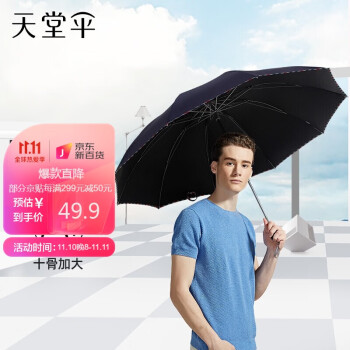 经典商务遮阳伞销量走势,推荐天堂伞晴雨伞加大加固防晒女藏青64cm*10骨