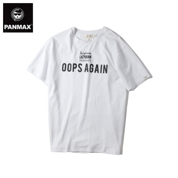 PANMAX加大码2020潮牌黑白色字母半袖微胖子男装情侣短袖T恤新款 白色 2XL