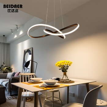 餐厅吊灯北欧设计师后现代风格餐桌灯个性卧室小户型客厅led环形灯具