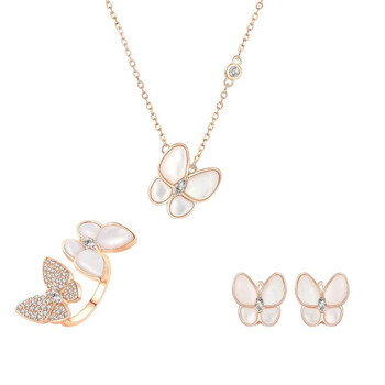 睿戈(ruige)落小蝴蝶项链925银白贝母网红女锁骨链气质小众设计吊