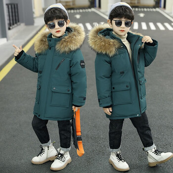 乐可鸭男童棉服冬装新款男孩棉袄中大童保暖中长款学生冬季儿童棉衣