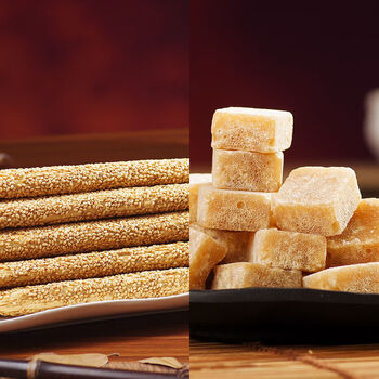 恬女神芝麻糖纯手工麦芽糖灶糖袋装老式空心酥糖芝麻糖棍 麻糖400克 1