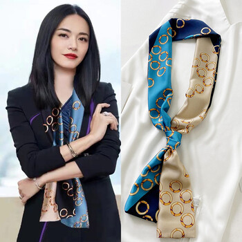 新品丝巾女年轻新大门波点长条小丝巾女百搭春秋年轻人i洋气长款细窄