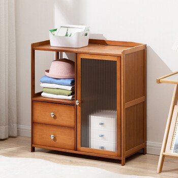 宿舍多功能边角柜防尘桌上玩具矮柜杂物柜长虹透明门单门款茶色双抽屉