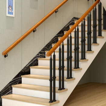 实木楼梯扶手栏杆铁艺立柱阳台围栏家用护栏别墅阁楼室内靠墙北欧靠墙