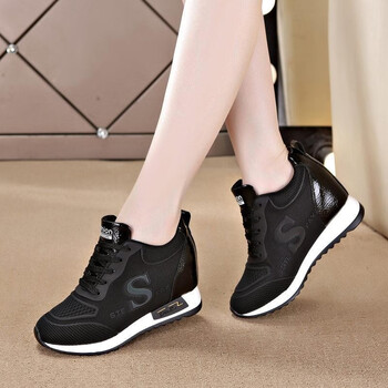 yakelijia小白鞋女休闲鞋女内增高女鞋子女坡跟运动鞋女厚底松糕舒适