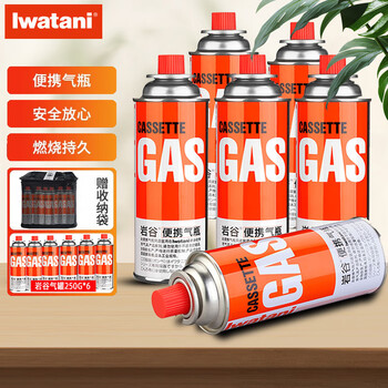 岩谷(Iwatani)卡式炉气罐燃气煤气体便携气瓶250g卡磁炉喷抢瓦斯丁烷罐安全防爆 原装250g*6+收纳袋