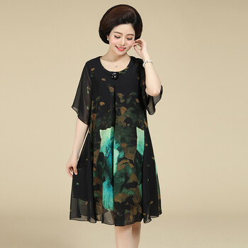 中老年人夏天穿的加肥加大码连衣裙中老年连衣裙大码宽松版胖妈妈夏装