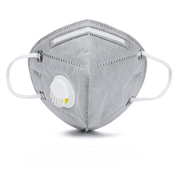 透气工业粉尘打磨灰防毒带呼吸阀 kn95口罩灰色活性炭带阀10个