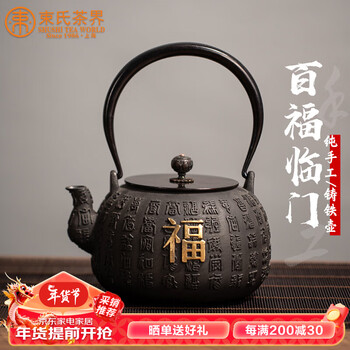 束氏铁壶日本工艺铸铁壶专用煮水壶老铁壶家用功夫烧水壶 百福临门