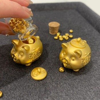 lpez老凤凰黄金小金猪摆件999足金生肖猪可爱萌猪本命年存金罐存金豆