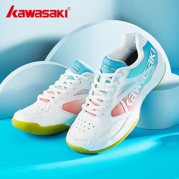 川崎KAWASAKI羽毛球鞋女款新潮款轻盈透气耐磨运动训练鞋k-172红蓝白色37