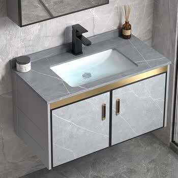 聚赫 太空铝浴室柜阳台挂墙式洗手盆家用陶瓷一体洗脸盆柜组合卫生间