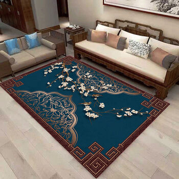 新中式地毯中国风书房客厅地毯卧室ins大面积全铺加厚进门口地垫隔音