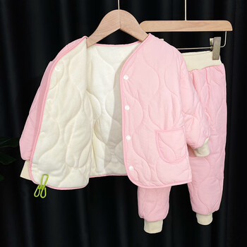 史努比加绒棉服套装帅气男童冬装婴儿童冬季棉衣棉裤一岁男宝宝秋冬款