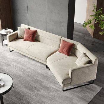 真皮沙发客厅大小户型北欧诧寂风弧形转角组合异形沙发 三人 转角位3