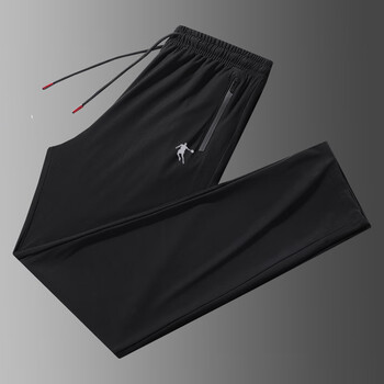乔丹夏季冰丝速干裤男长裤直筒宽松休闲裤子大码弹力薄款运动男裤