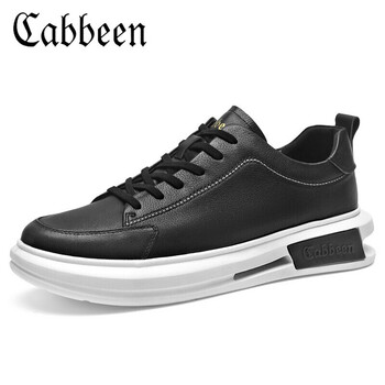 卡宾板鞋男男透气缓震牛皮运动休闲鞋韩版男鞋3211205315黑色39