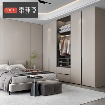索菲亚整体衣柜全屋定制 平板门轻奢简约主卧室化妆桌柜组合储物大
